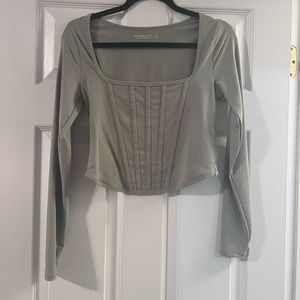 Abercrombie & Fitch Sage Green Long Sleeve Corset Size S Soft A&F Collection